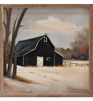 Black Barn With Fence